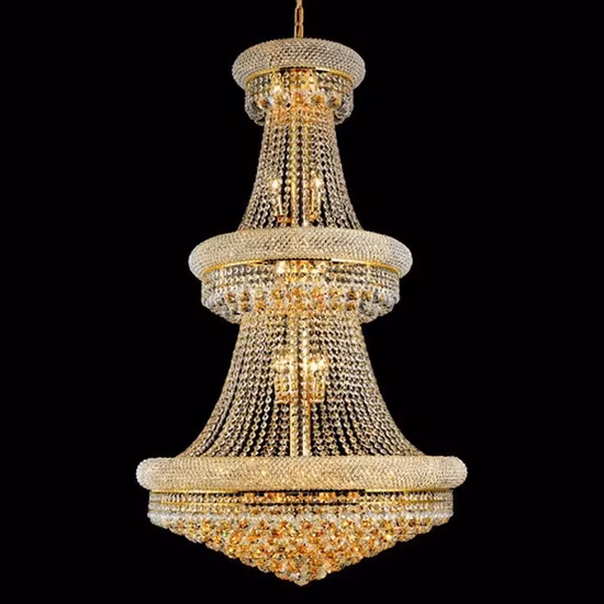 Dining Size Suspension Luster LED Luxury French Empire Gold Crystal Chandelier Lighting Modern Crystal Hanging Light
