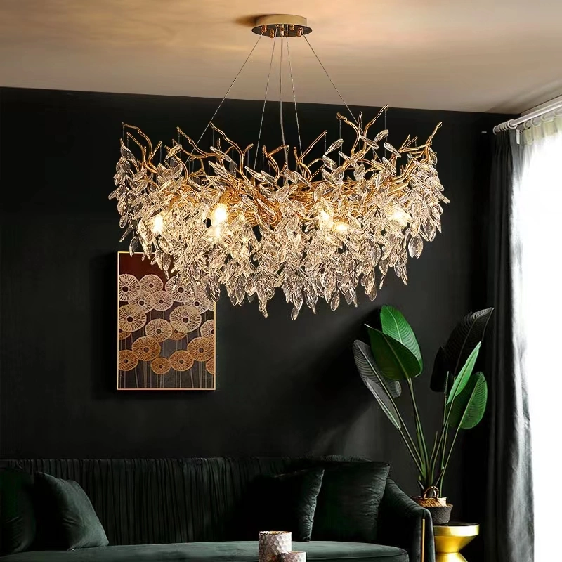 Light Luxury Modern Simple Living Room Crystal Creative Personality Tree Chandelier.