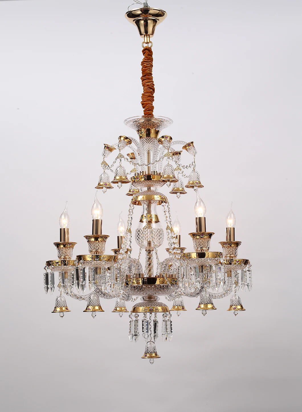 European Style Luxurious Indoor Living Room, Hotel Project Decoration Light K9 Gold Crystal Chandelier (BL595/12+6)