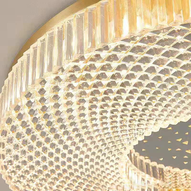 2021 New Bedroom Ceiling Lamp Brass Copper Indoor Lighting Round Crystal Tri-Color Ceiling Light for Living Room Coffee Shop