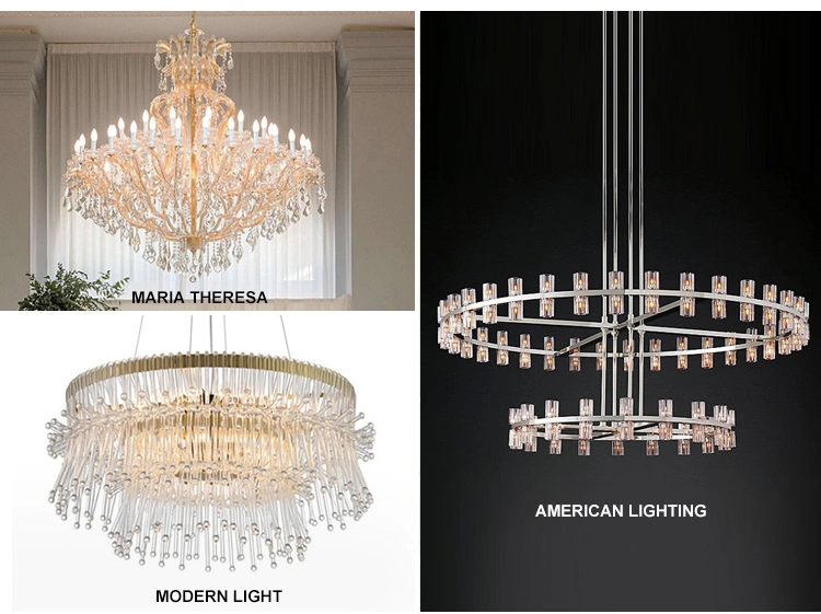 Long Glass Chandelier with Three Layers of Candle Clear Crystal Chandeliers for Hotel