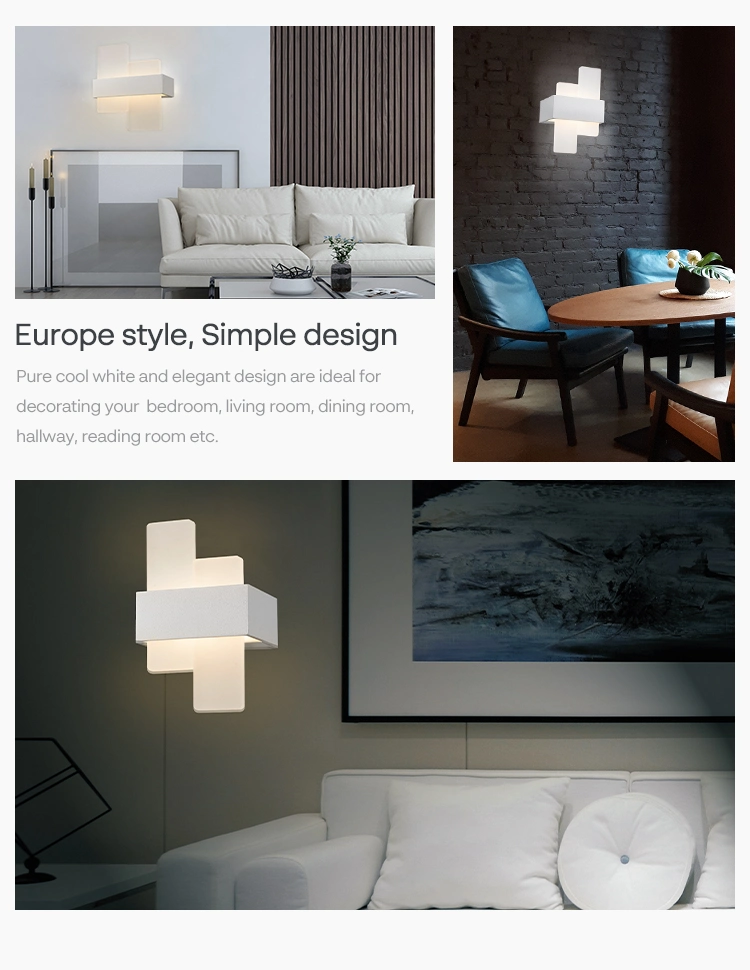 Stylish LED Wall Lamp Aluminum + Acrylic Decorative LED Light for Indoor Household