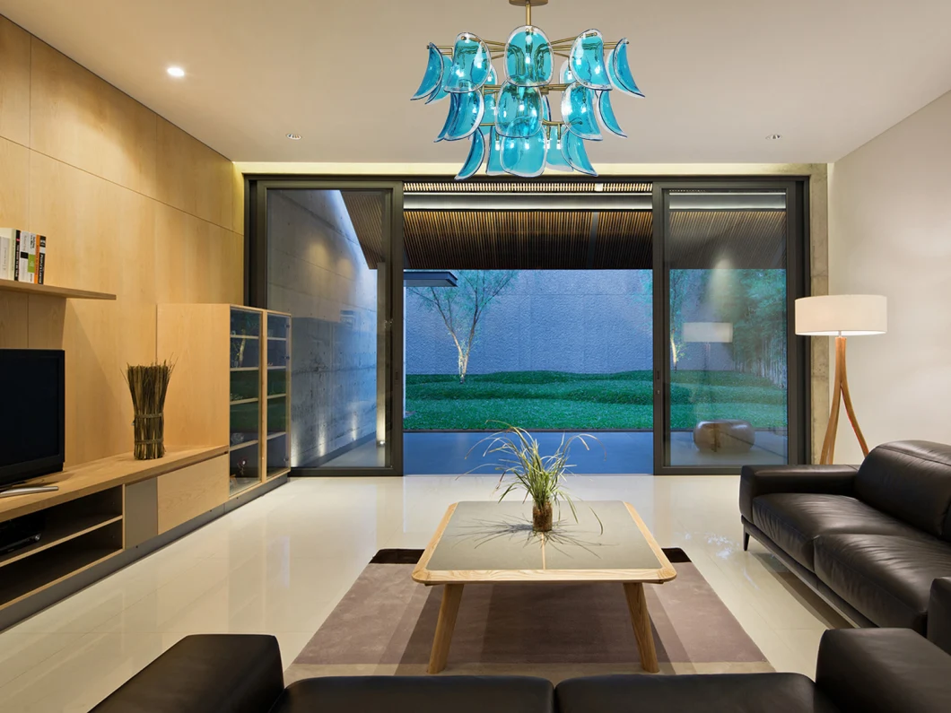 Living Room Modern Crystal Blue Ceiling Luxury Chandeliers Pendant Light