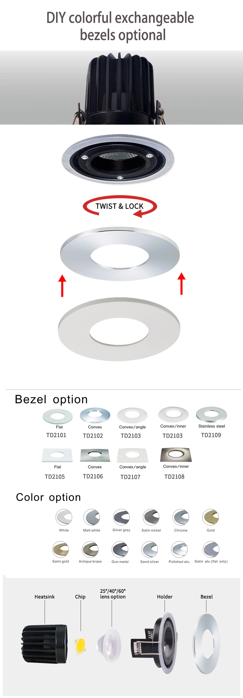 High Quality 10W COB LED Downlight WiFi Recessed Ceiling Light for Bathroom