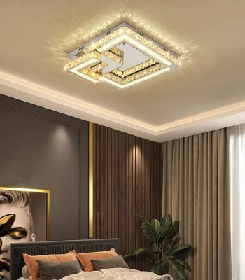 Super Skylite LED Ceiling Light Stainless Steel K9 Crystal Bedroom Light