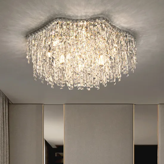 Modern Bedroom Indoor Mount Ceiling LED Stainless Round Crystal LED Ceiling Light for Living Room