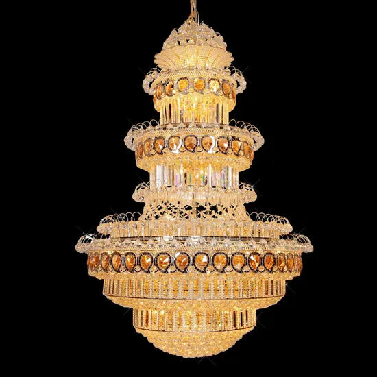 Wholesell Prcice Modern Home Decor Living Room Hotel Cylindrical Plating Iron Luxury Gold Hang Lighting Crystal Chandelier