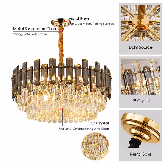 American Lampara Colgante Crystal LED Light Pendant Lamp Modern Chandelier