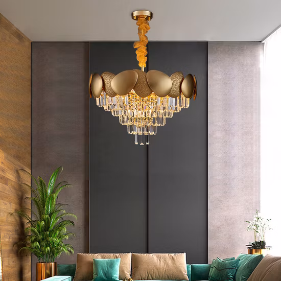 European Style Luxurious Indoor Living Room, Hotel Project Decoration Light K9 Gold Crystal Chandelier (BL595/12+6)
